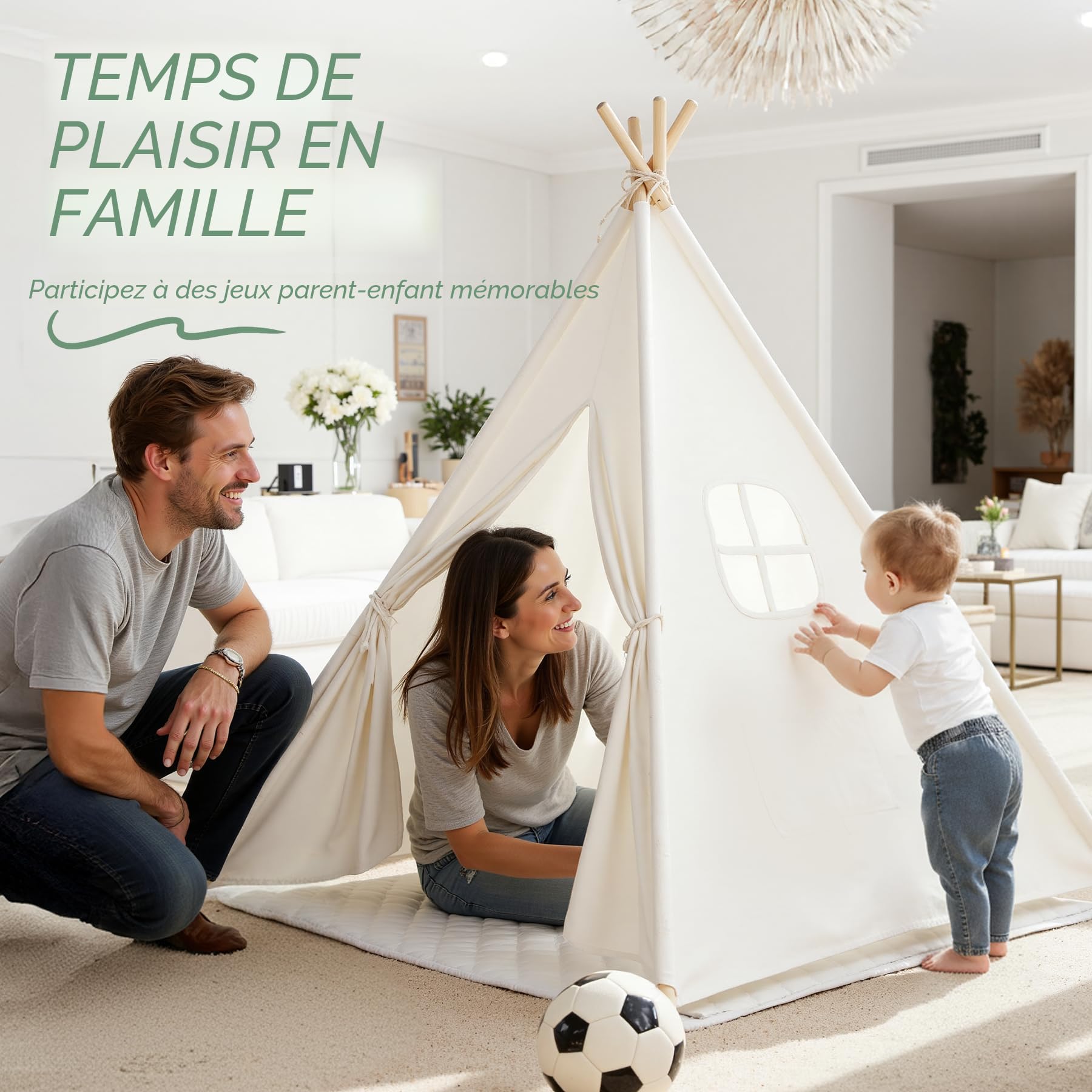 Wilwolfer Tente Tipi Enfant 100% Coton - Intérieur/Extérieur Avec Sac De Transport - Jeu Et Lecture - Rose - Cadeau