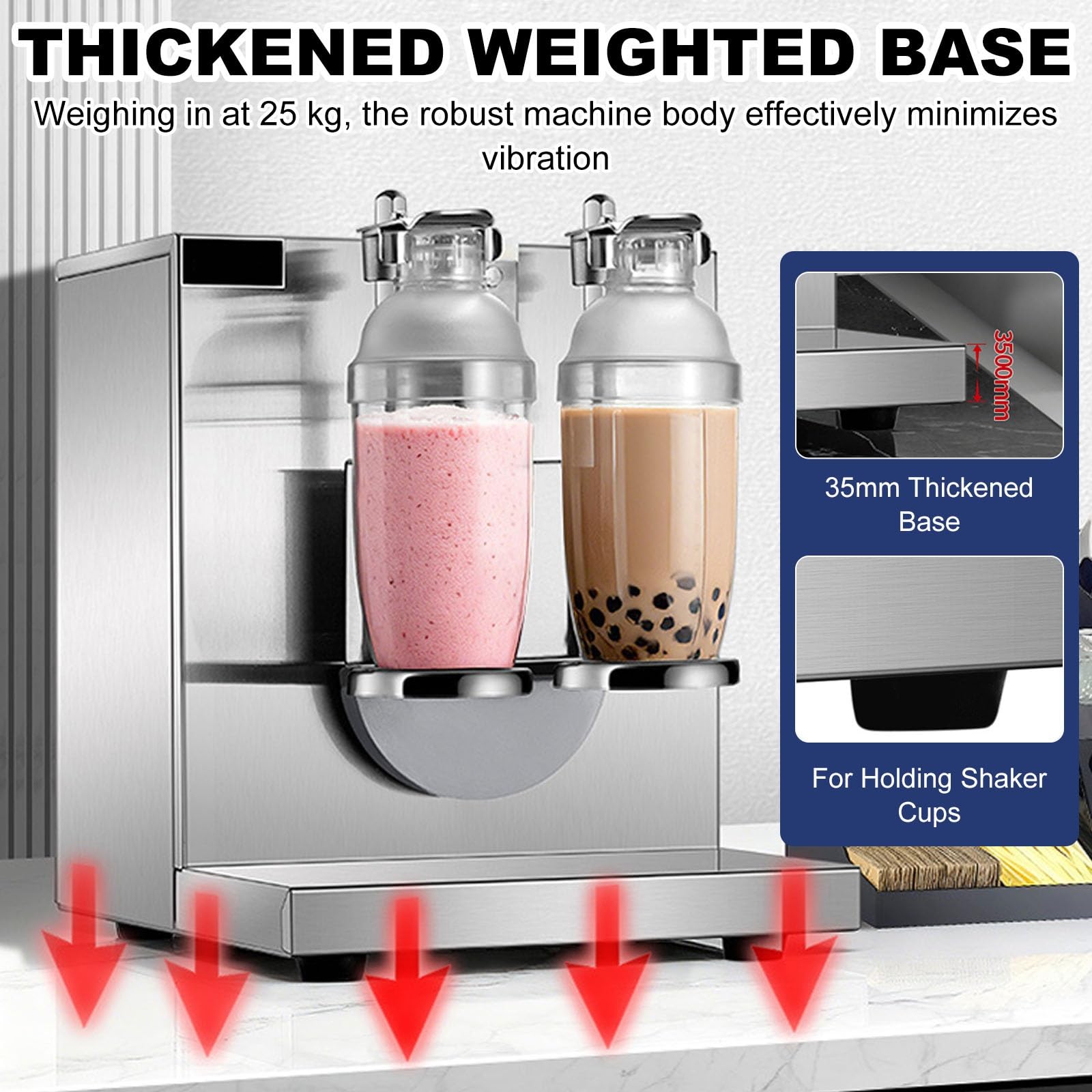 Macchina Automatica a Doppia Testa per Shakerare Il Milk Tea, Shaker Elettrico in Acciaio Inossidabile, Macchina Automatica Da 120w per Bubble Tea Con 2 Bicchieri Trasparenti Da 1000 Ml