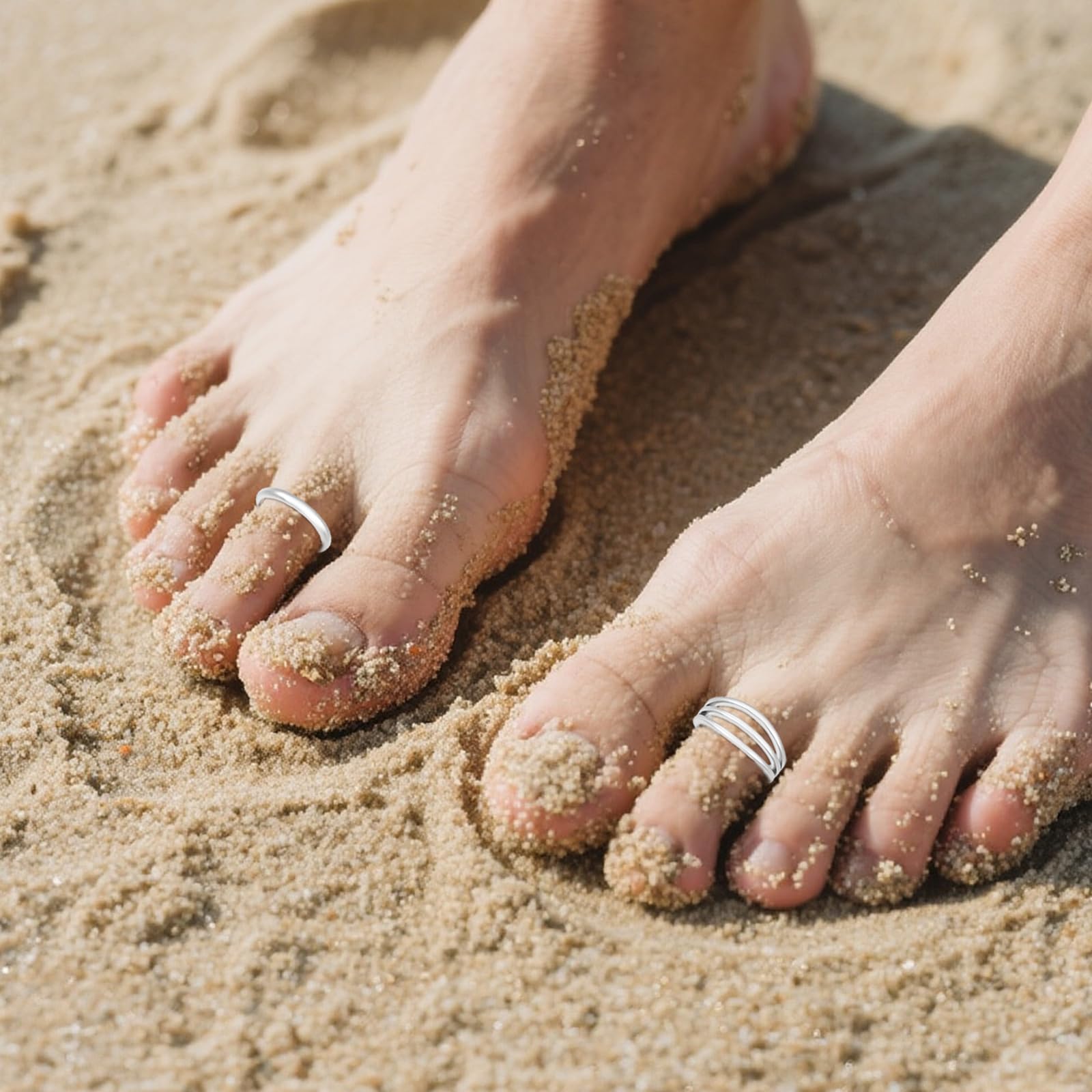 Mikovivi 9 Pzs Anelli per le Dita Dei Piedi da Donna, Set di Anelli Regolabili Aperti con Zirconi Cubici Delicati Gioielli Estivi per i Piedi da Spiaggia Accessori Alla Moda Donna