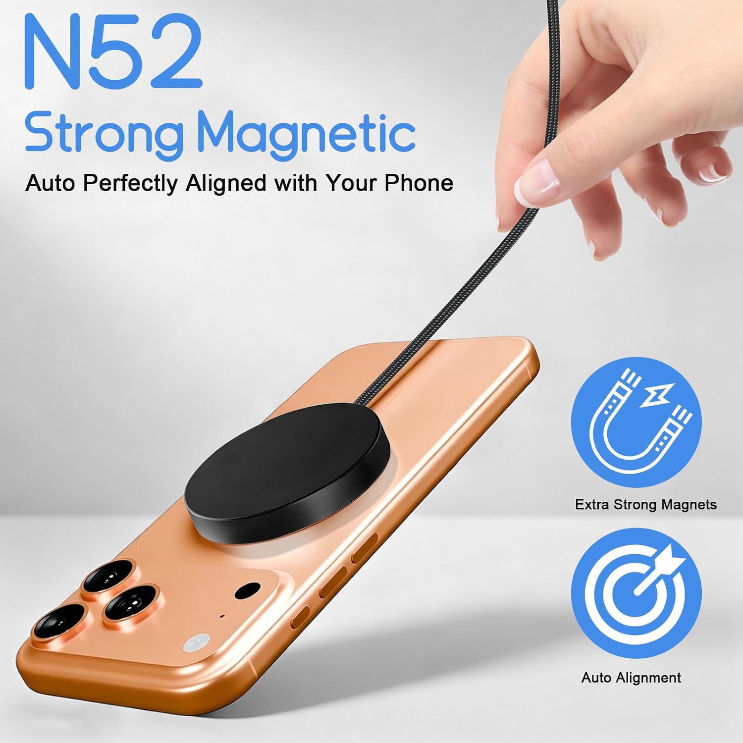 25W Magnetic Wireless Charger Qi2.2 Fast Charging Pad for iPhone 17 16 15 14 13 12 Pro Max/Galaxy S26 S25 S22/Google Pixel 10/AirPods, Slim Portable for Travel Bedside Office (Black)