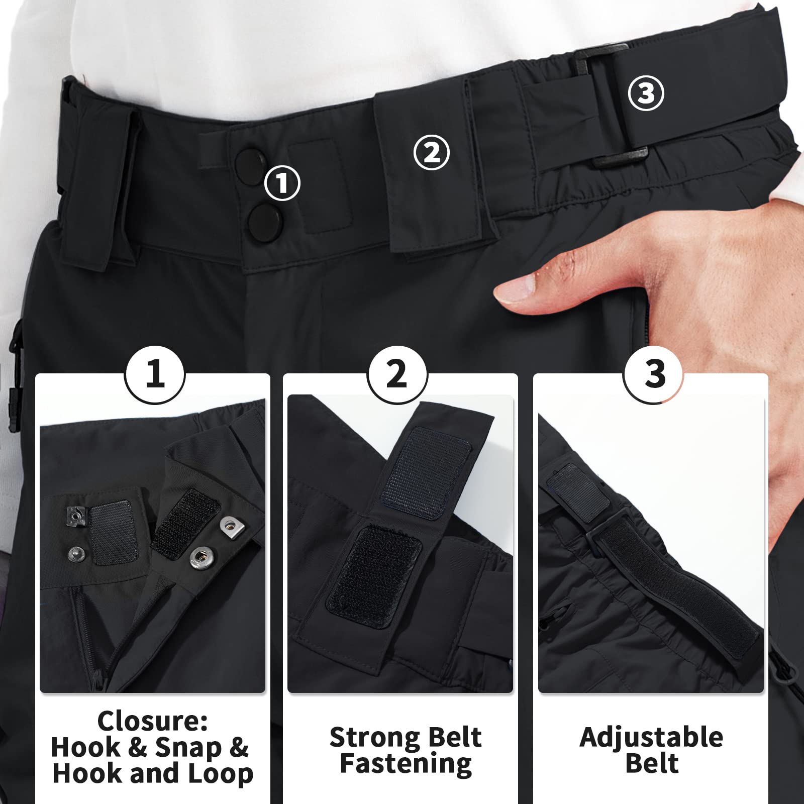 AOLI RAY Herren Skihose Outdoorhose Hosenträger Wasserdicht Gefüttert Ski Hosen Wanderhose Schneehose Snowboardhose Winddicht Winter Outdoorhose