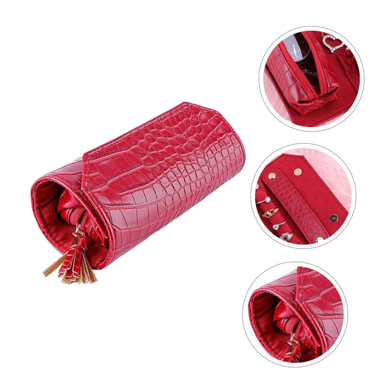 BESPORTBLE Multi-purpose Portable Jewelry Roll Large Ring Jewelry Box Travel Organizer Bag for Watch Storage