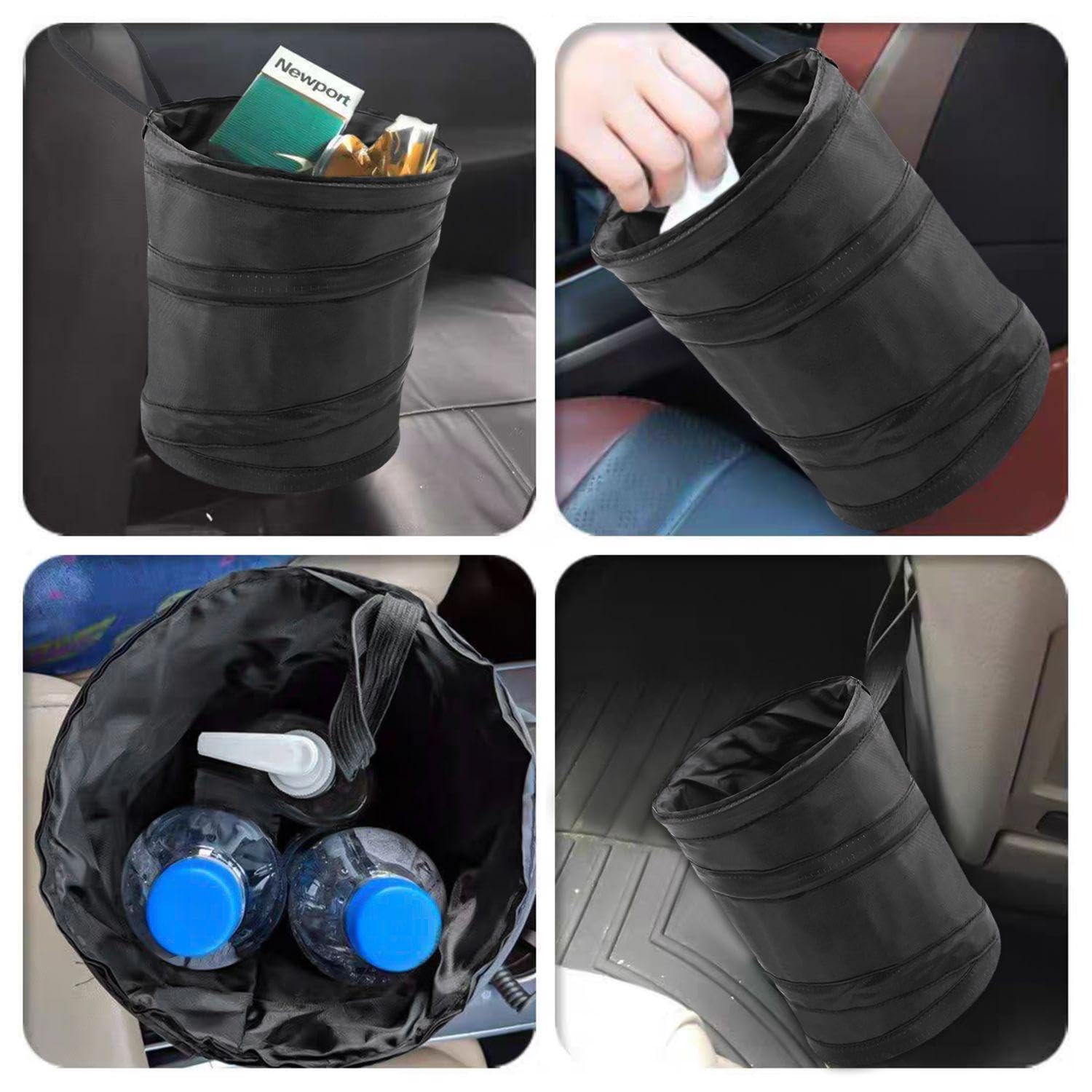 eing Pattumiera per auto, con cristalli luccicanti, 100% a prova di perdite, per auto, cestino della spazzatura per auto, da appendere per