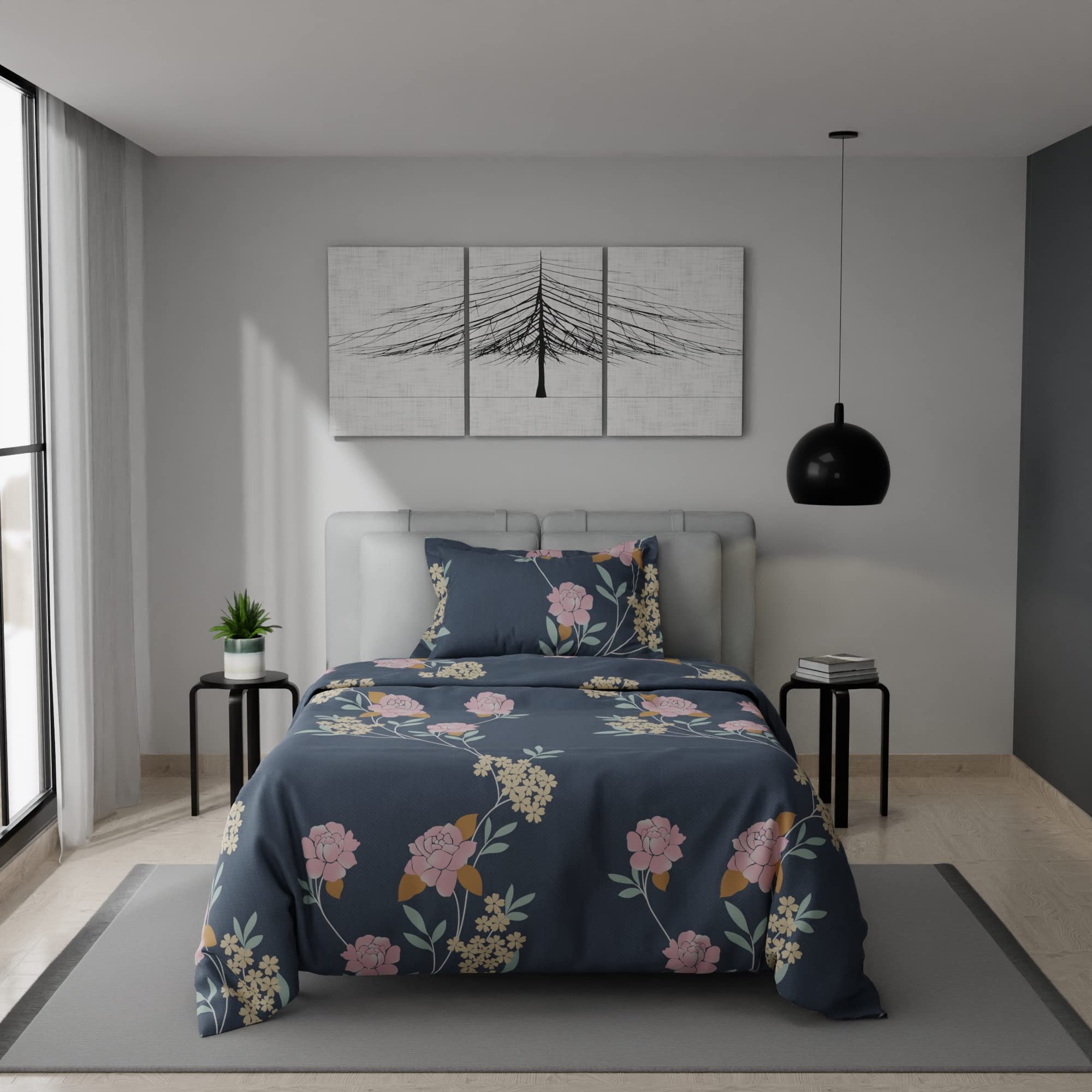 Stoa Paris Comforters for Single Bed, 200 GSM All Season Soft Microfiber Rajai with Hypoallergenic Filling, Home Decor, AC Duvets Quilts for Summer & Winter (Grey, 60x87) Grace Collection-image-38
