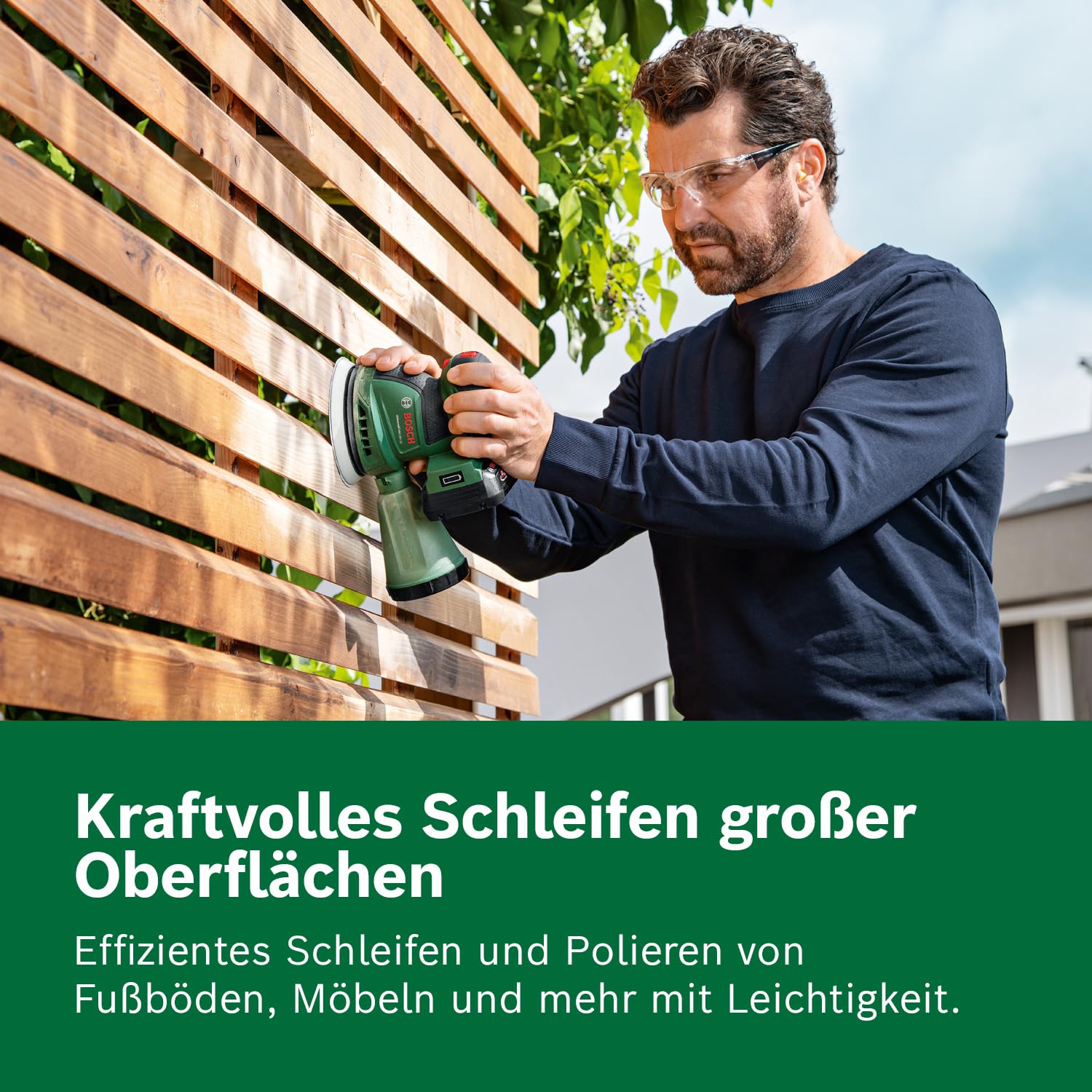 Bosch Akumulatorowa szlifierka mimośrodowa UniversalOrbit 18V-20 zestaw(szlifowanie średnich i dużych powierzchni drewnianych, lazurowanych i malowanych,średnica:125 mm,akumulator 2,0 Ah i ładowarka)