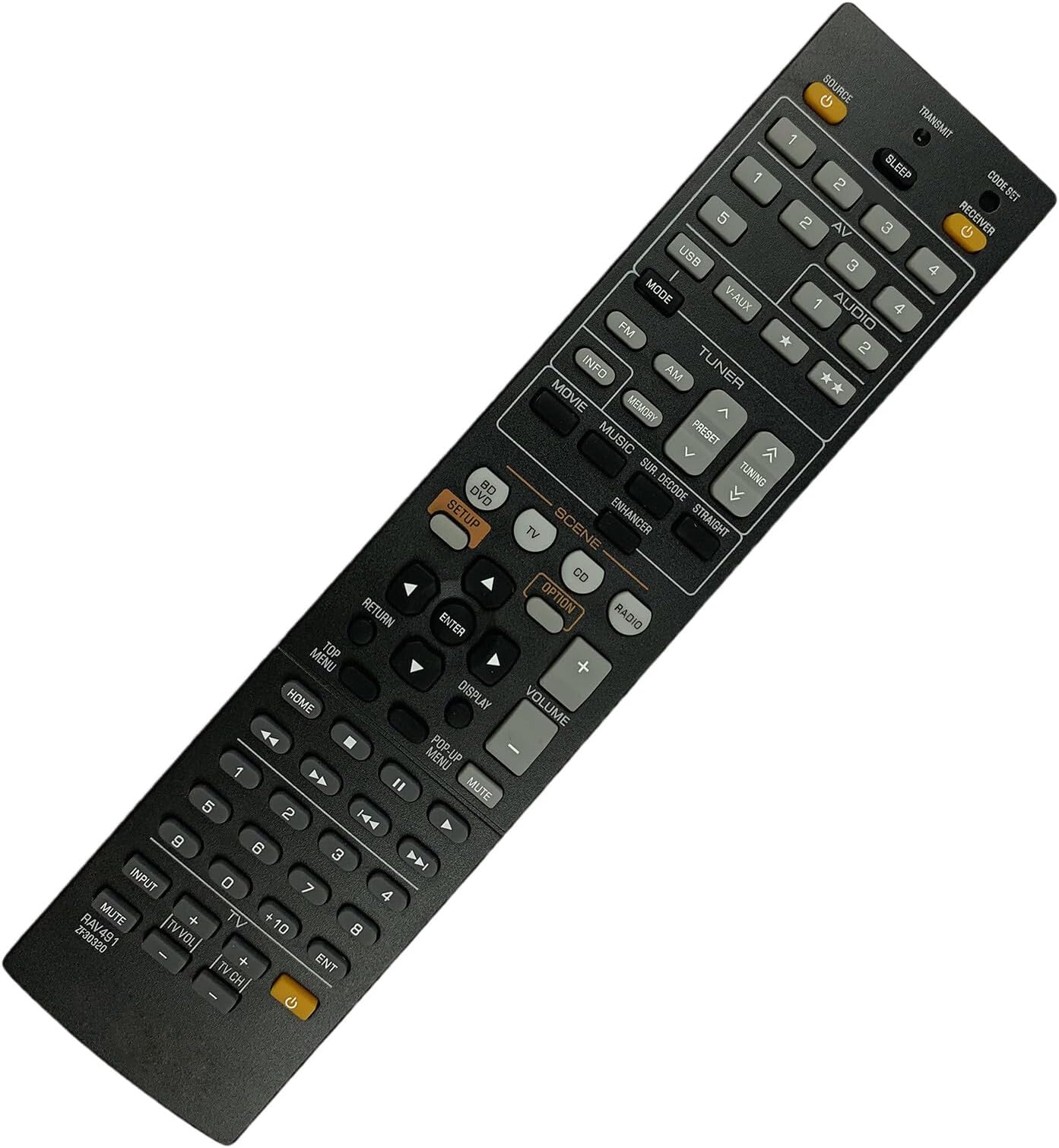 Remote Control Ergonomic Design and Wide Compatibility for RAV491 Multiple Home Electronics Devices Receiver Remote Control