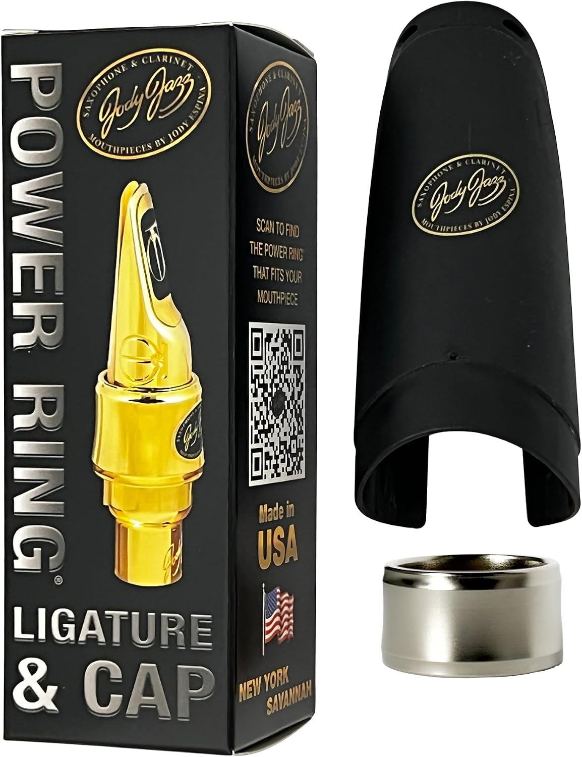 JodyJazz POWER RING® Ligature MT1PM for SUPER JET Tenor Mouthpiece - Palladium Matte Finish with Cap - Heavy Mass Design & Durable Tarnish Resistant Construction - Easy Slide-On Fit