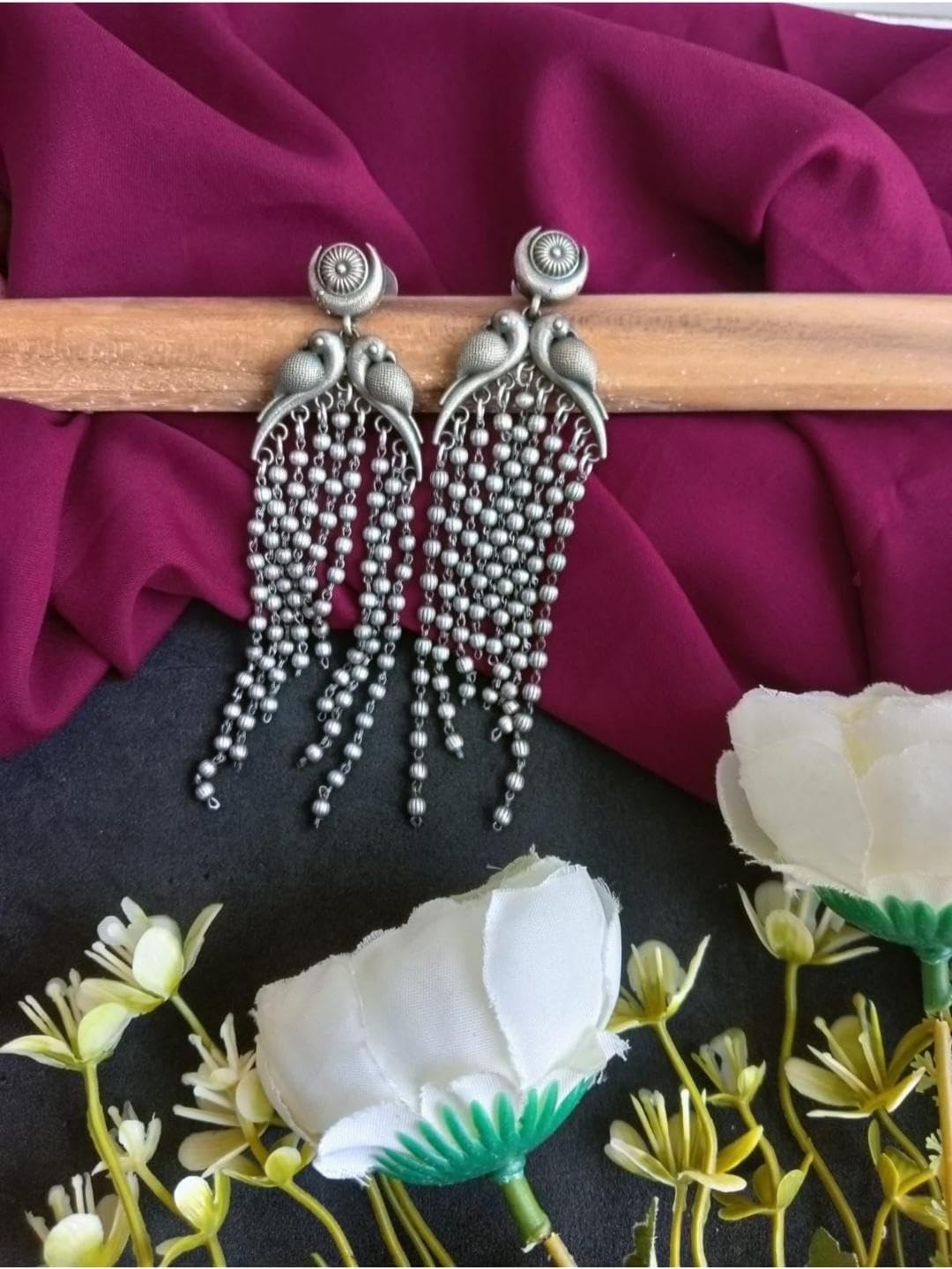 Efulgenz Antique Boho Oxidized Indian Earrings for Women Crystal Jhumka Jhumki Tassels Dangle Earrings Bohemian Statement Jewelry for Women