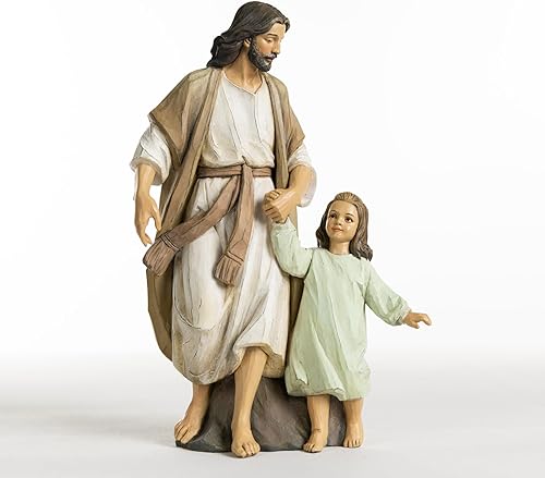 Miniatura 10 de Escultura de Jesucristo con niño, regalo de la primera comunión para niños, escultura pintada a mano, decoración moderna religiosa del hogar, Jesús