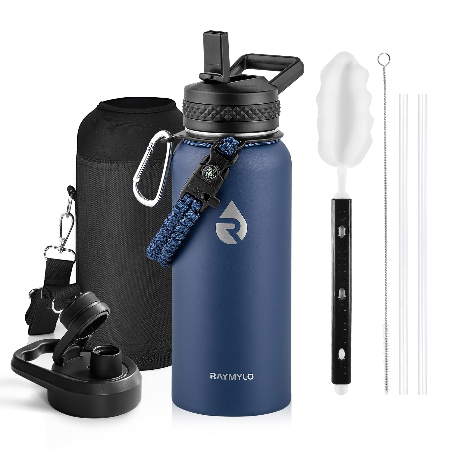 RAYMYLO Insulated Stainless Steel Water Bottle with Straw & Spout Lids, 1L Leak Proof Metal Water Flask Jug for Sports and Travel, BPA-Free, Keeps Cold for 24 Hrs, Hot for 12 Hrs โ image 1