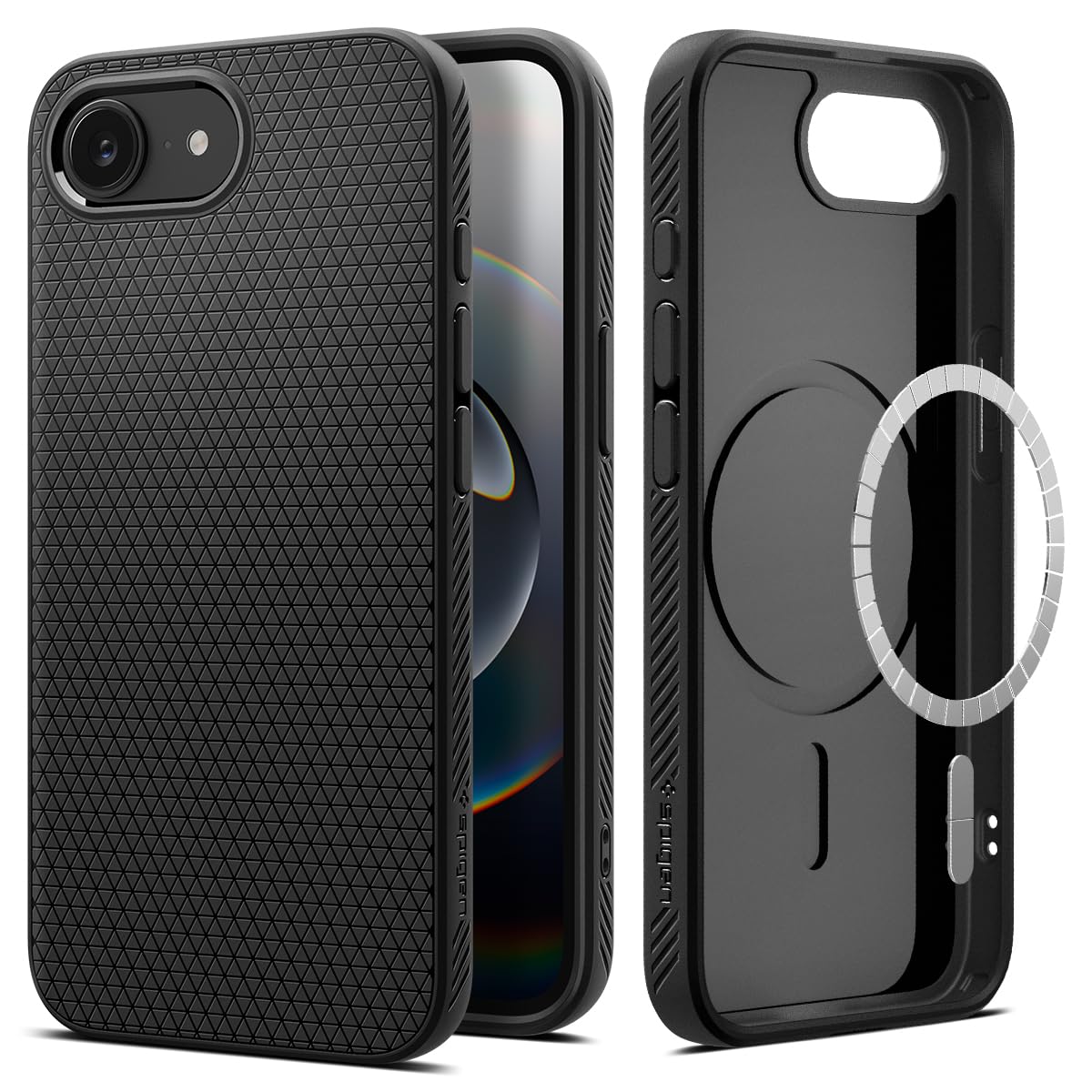 Spigen iPhone 17e / iPhone 16e Hülle [rutschfest] Liquid Air MagFit Case Slim TPU mit Truss-Design, Kompatibel mit MagSafe Zubehör -Matte Black