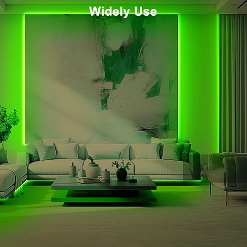 Miniatura 6 de Tatazone Tira de luces LED COB verdes Max con control remoto RF, tira de luz LED COB regulable de 16.4 pies, luz LED COB adhesiva para interiores,