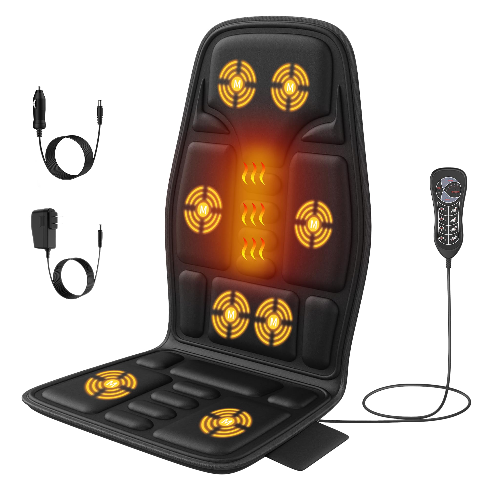 Massagesitzauflage mit Wärme,10 Vibrationsmotoren Massageauflage mit Vibration für Rücken und Nacken,Sitzkissen zur Entspannung,Rückenmassagegerät Hause Büro,Geschenke für Männer/Frauen/Mama