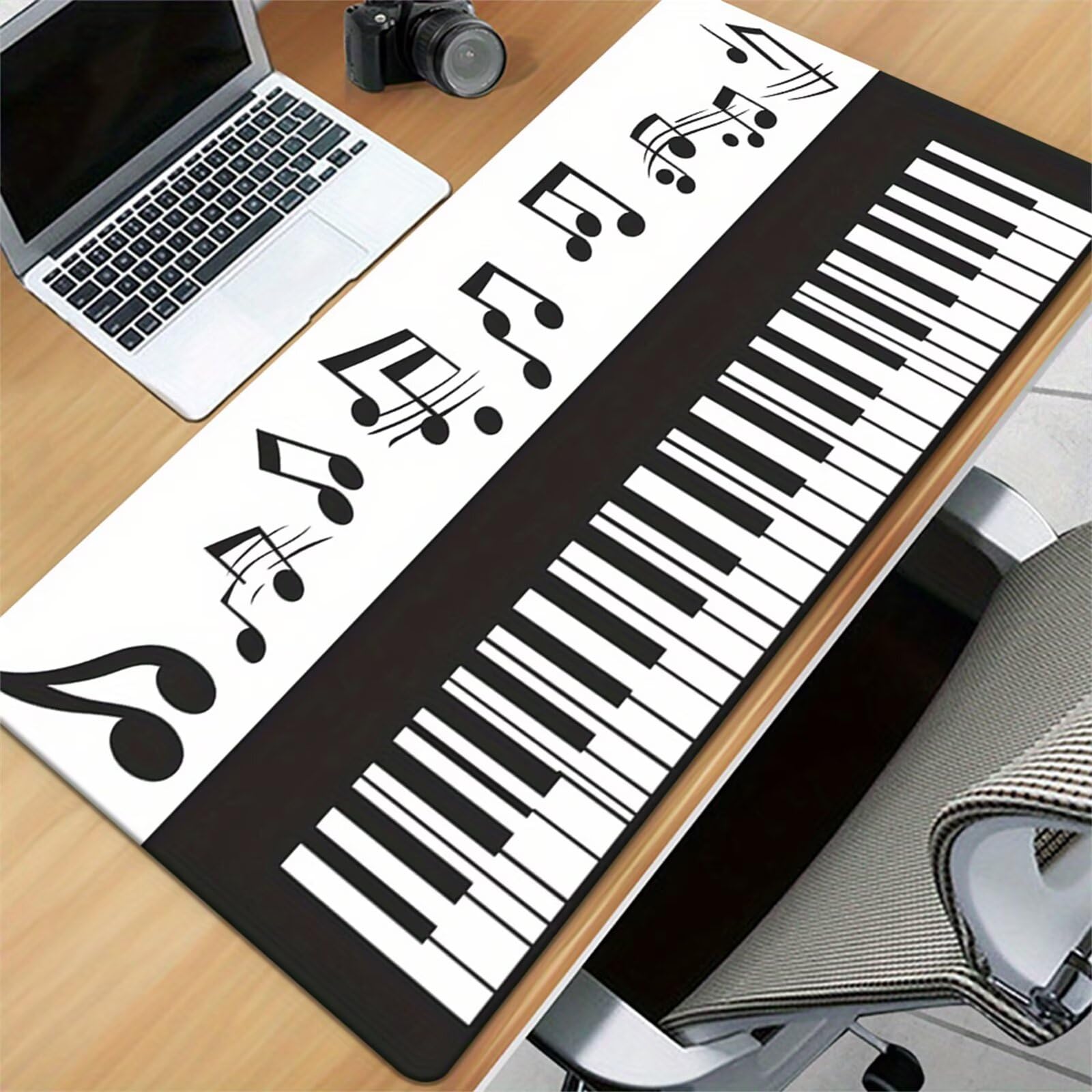 Alfombrilla de Ratón Gaming XXL 1000x500x3mm, Notas Blanco Negro | Alfombrilla Escritorio Grande Antideslizante, Superficie de Alta Precisión y Velocidad para Teclado, PC y Laptop