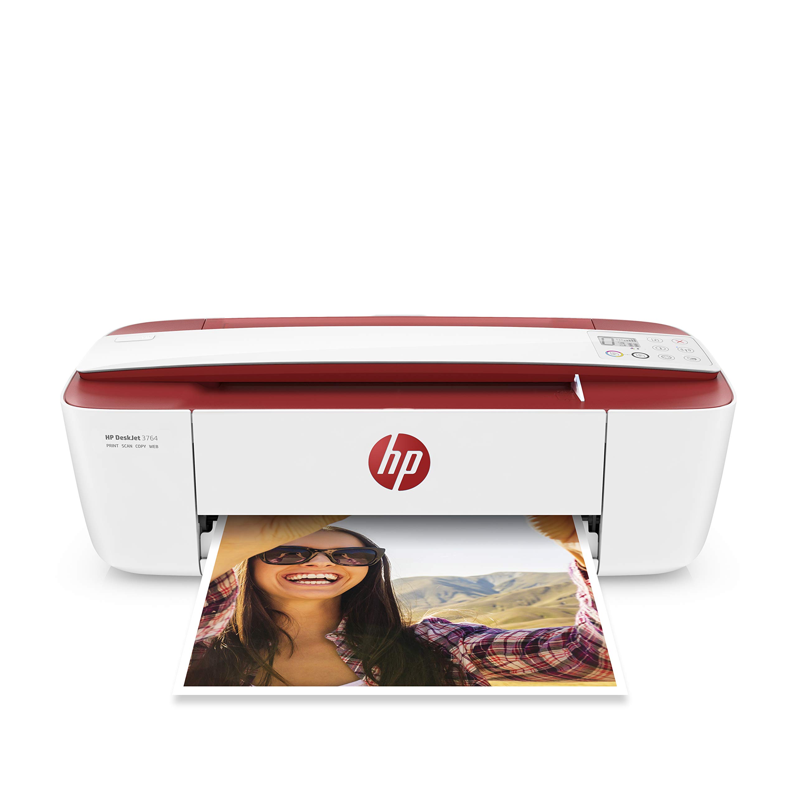 HP DeskJet 3764 Multifunktionsdrucker (Drucken, Scannen, Kopieren, WLAN, Airprint, mit 2 Probemonaten HP Instant Ink Inklusive) rot