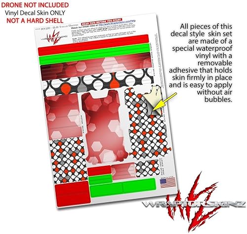 Miniatura 4 de Skin Decal Wrap 2 Pack for DJI Ryze Tello Drone Bokeh Hex Red Drone NOT Included