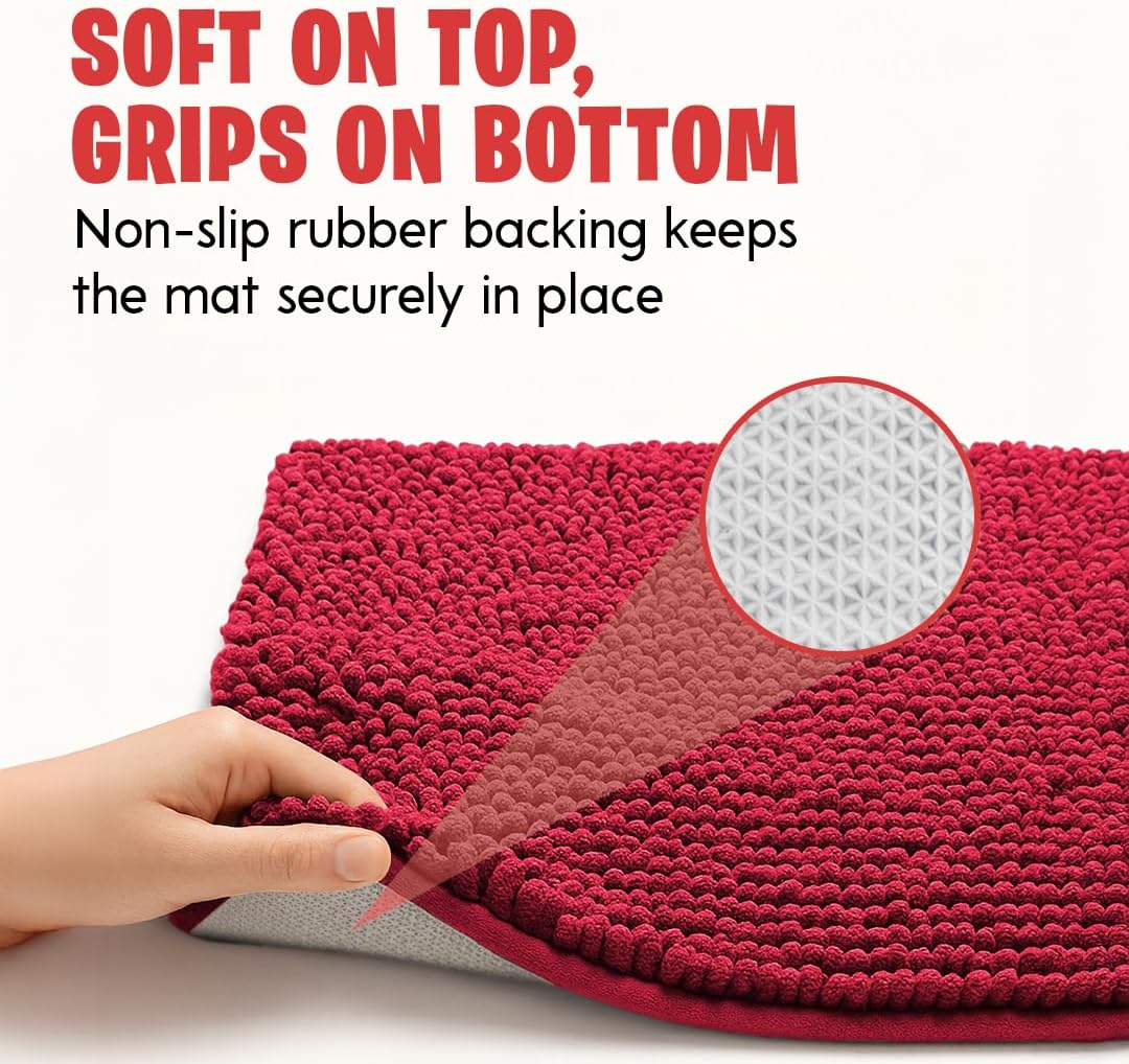 MUDGUARD MAT® Dog Door Muddy Mat for Muddy Paws, Super Absorbent Microfiber, Non-Slip Indoor Mat, Quick-Dry Chenille Carpet for Pets & Entryway, Machine Washable, Red 19" x 30" image 3
