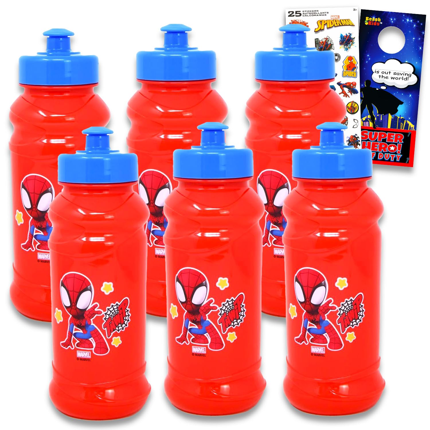 Botella de agua de Spidey en pack de regalo con tazas de Spiderman y calcomanías para niños