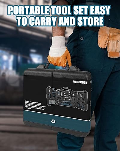 Miniatura 2 de Kit de herramientas para el hogar, juego de herramientas manuales de 144 piezas con caja de almacenamiento, juego de herramientas de reparación