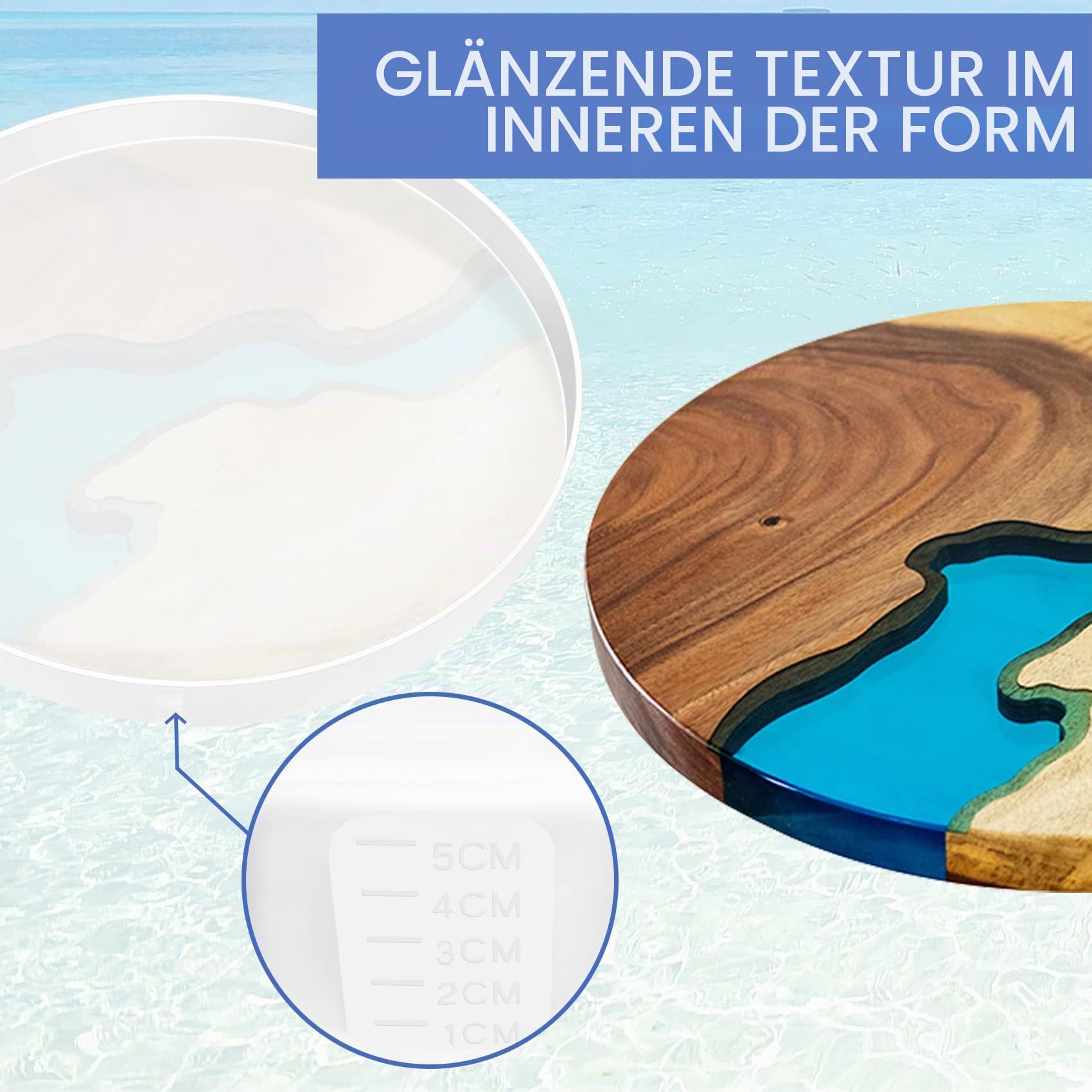 61 cm große Harz-Tischformen, große Harzform, rundes Silikon, Epoxid-Tischform für Charcuterie-Brett, Flussharz-Couchtisch, DIY-Kunst, Heimdekoration (61 x 61 cm)