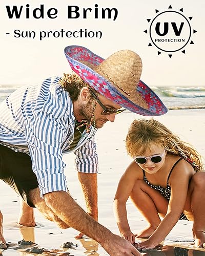 Miniatura 5 de DUNCHATY Sombrero mexicano para adultos, sombrero de paja para fiesta de cinco de mayo, decoración de fiesta temática mexicana