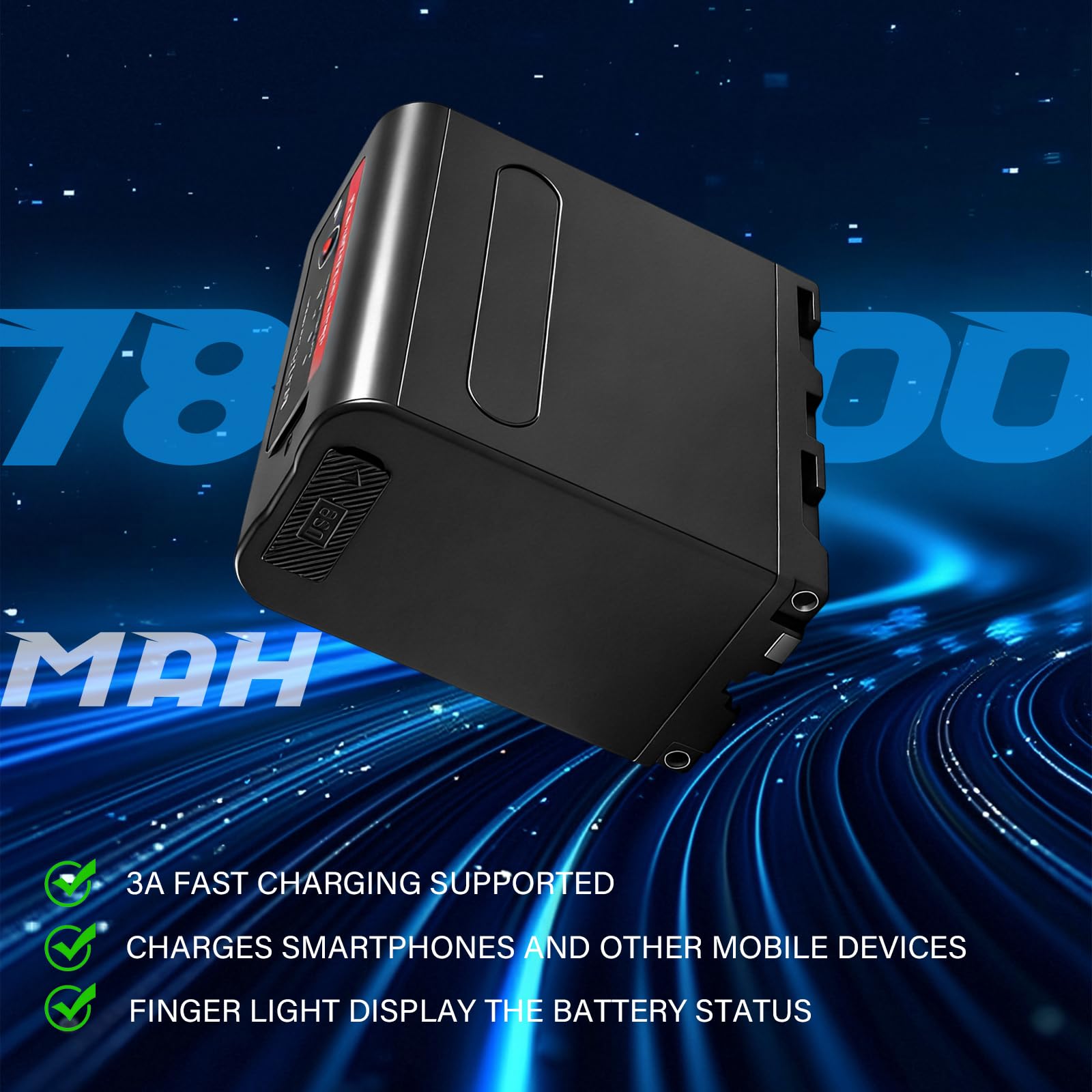 NP-F970 Batterie 2pcs NP-F960 NP-F750 NP-F930 7800mAh | 7.4V / 7800mAh Indicateur LED 1000 cycles recharge Sortie USB 5V 12M garantie + 24h support