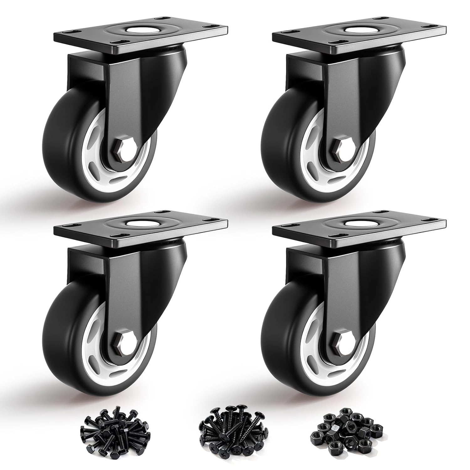 5 Inch Heavy Duty Caster Wheels, Industrial Casters Set of 4 Load 2000lbs with Brakes, Swivel Plate Locking Castors, Roller Wheels for Furniture and Workbench Cabinet Table (Orange)