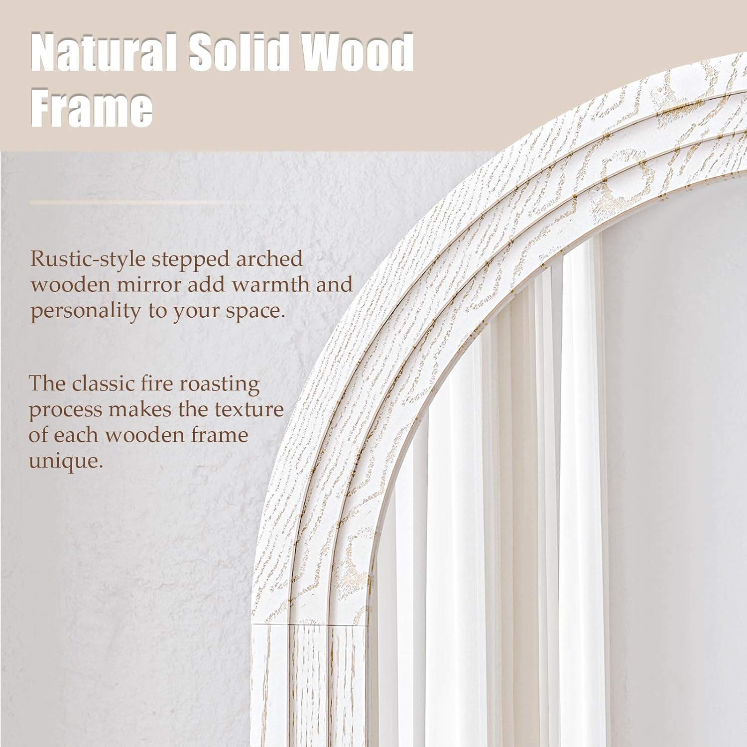30"x71" Full Length Mirror Solid Wood Frame, Arched Floor Mirror Full Length with Stand, Room Decor Big Full Body Mirror with HD Tempered Glass for Bedroom, Living Room, White