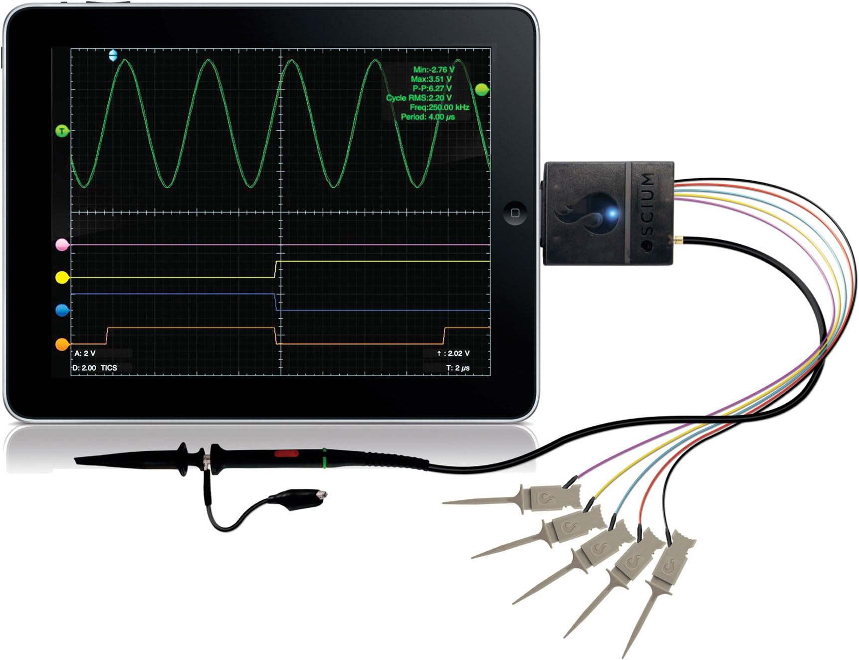iMSO-104, 5 MHz, 1 Analog 4 Digital Mixed Signal Oscilloscope for iPhone iPad