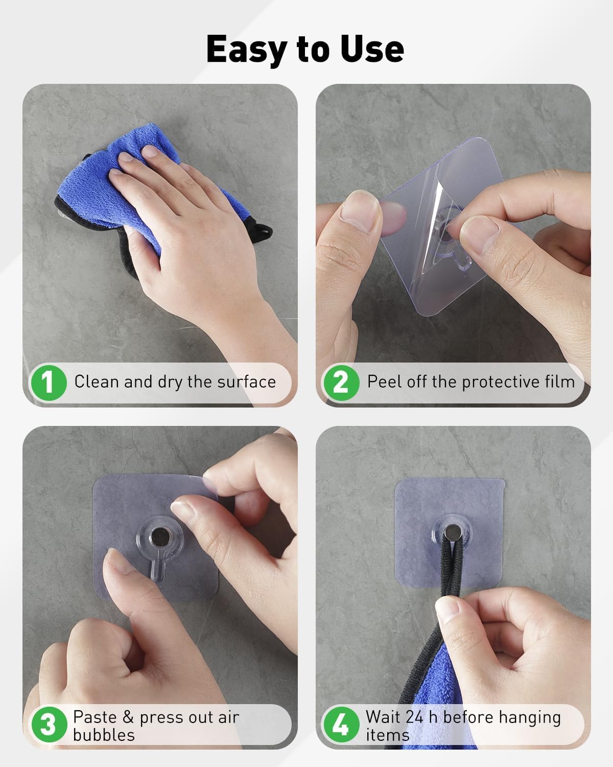 Self Adhesive Hooks - No Drill Wall Hanging -5