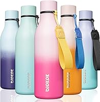 Vista 266 de BJPKPK Botellas de agua aisladas, botella de agua de metal de acero inoxidable de 18 onzas con correa, termo a prueba de fugas sin BPA, tazas