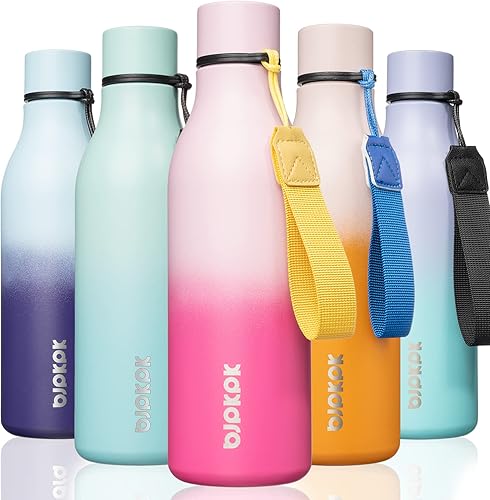 Miniatura 76 de BJPKPK - Botellas de agua aisladas, 25 onzas, de acero inoxidable con correa, botellas, tazas, frascos sin BPA, a prueba de fugas, frascos térmicos