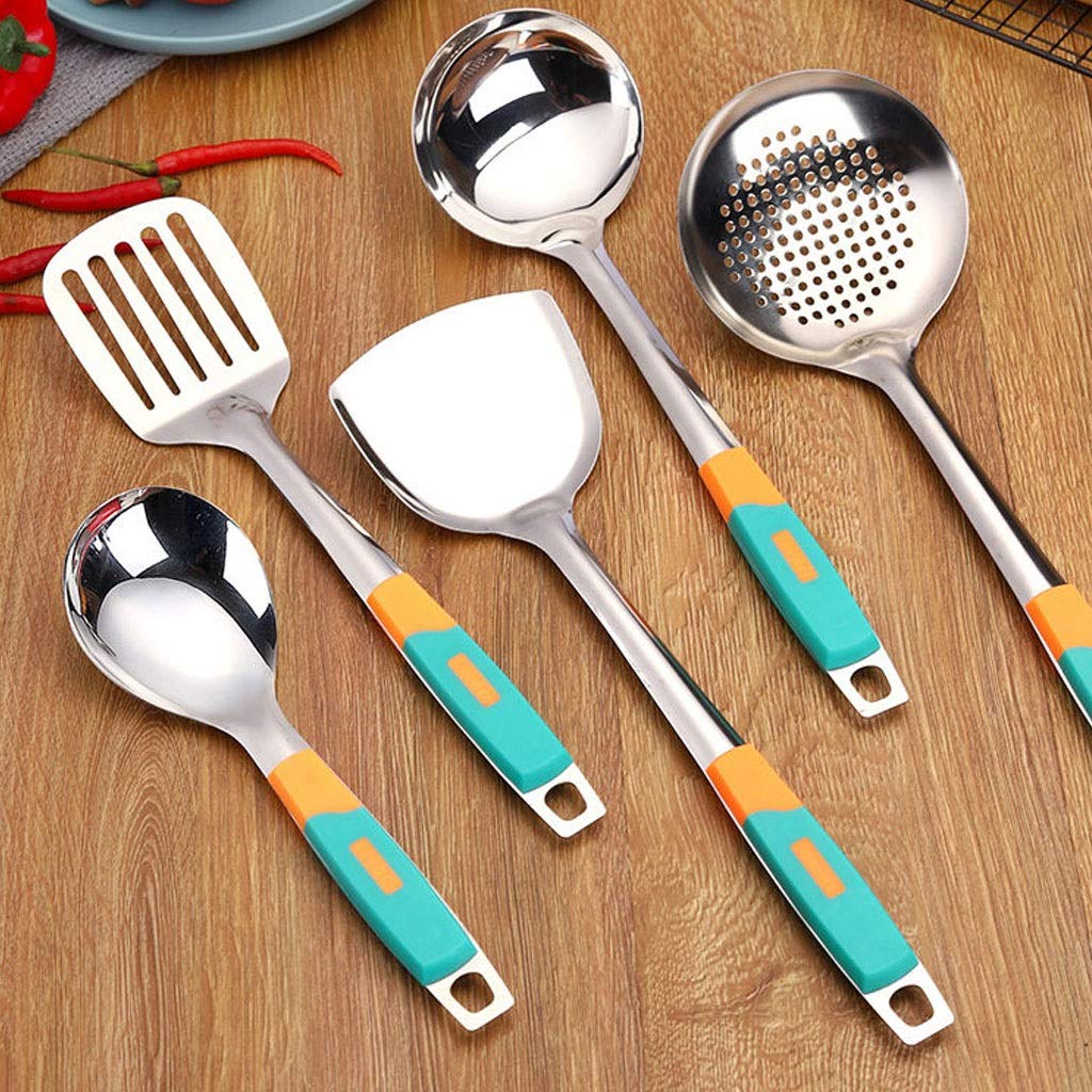 Juego de Utensilios de Cocina con espátula, Utensilios de Cocina de Acero Inoxidable, Juego de cucharas de Avena espesadas, Suministros de Cocina for el hogar, espátula de Cocina