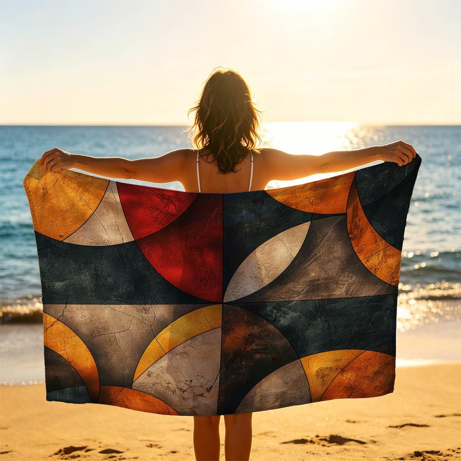 Toalla Playa Grande 160 x 220 Vacaciones Accesorios Viaje, Toalla Playa Sencillez Suave Cómodo Secado Rápido, Redondo Toallas Baño Grandes 220x160cm para Yoga Fitness Natación Sauna Baño XTLS-2768