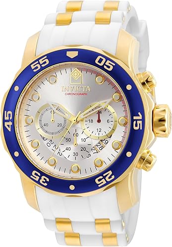 Invicta Reloj blanco de cuarzo con pantalla analógica Pro Diver 20293 para hombre Plateado Buceador cronógrafo
