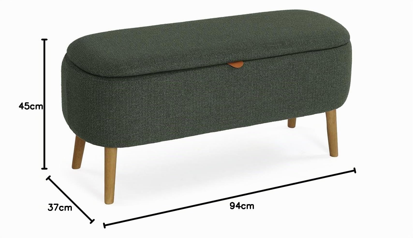 Panca per piedi da letto Versa Maniko Chic Style, dimensioni (A x L x P) 45 x 94 x 37 cm, verde