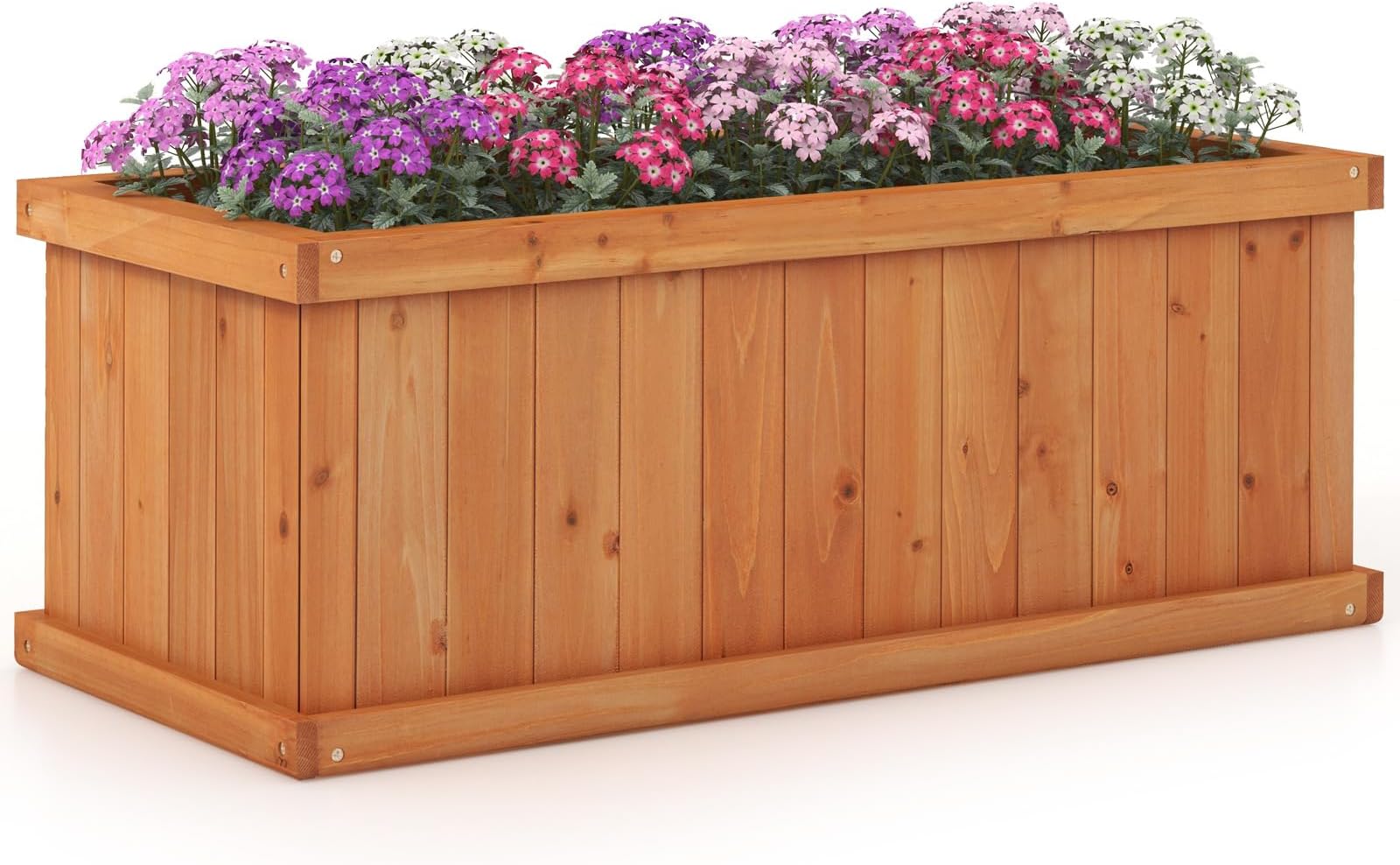 S AFSTAR Raised Garden Bed, 31” X 14” X 12” Fir Wood Rectangle Planter Box W/4 Drainage Holes & Detachable Base Plate, Raised Bed Planter Kit Box, Indoor & Outdoor Container for Patio Backyard