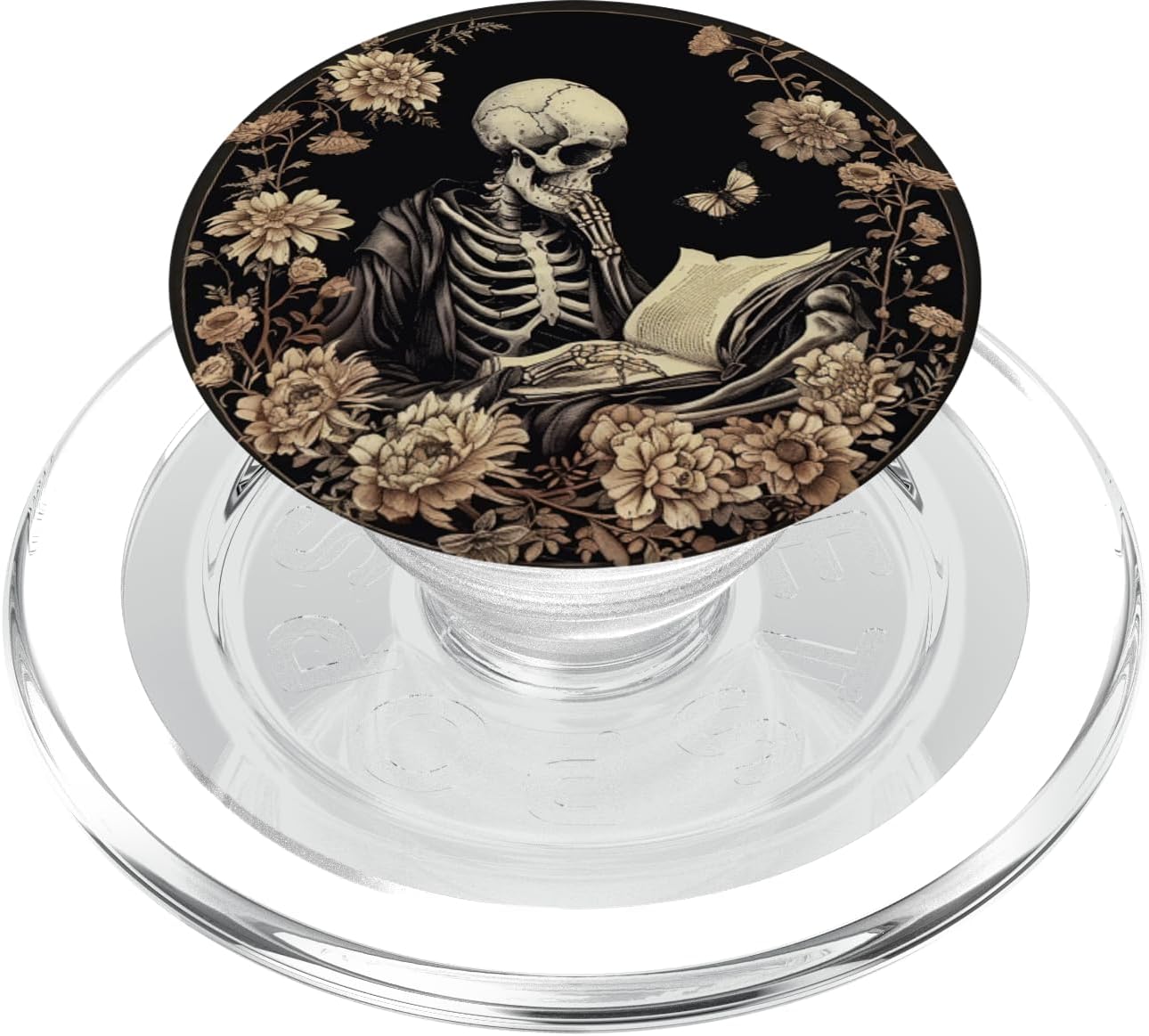 Book Lover Gothic Bookworm Reading Skull Bones Librarian PopSockets PopWallet for MagSafe