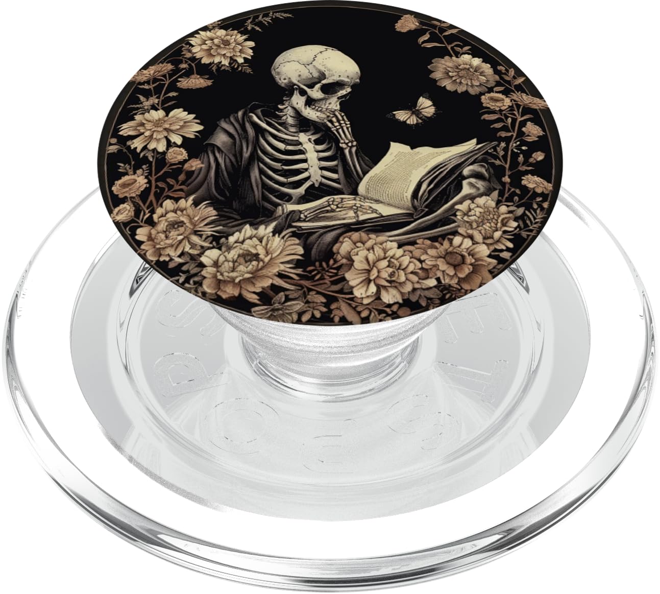 Book Lover Gothic Bookworm Reading Skull Bones Librarian PopSockets PopGrip for MagSafe