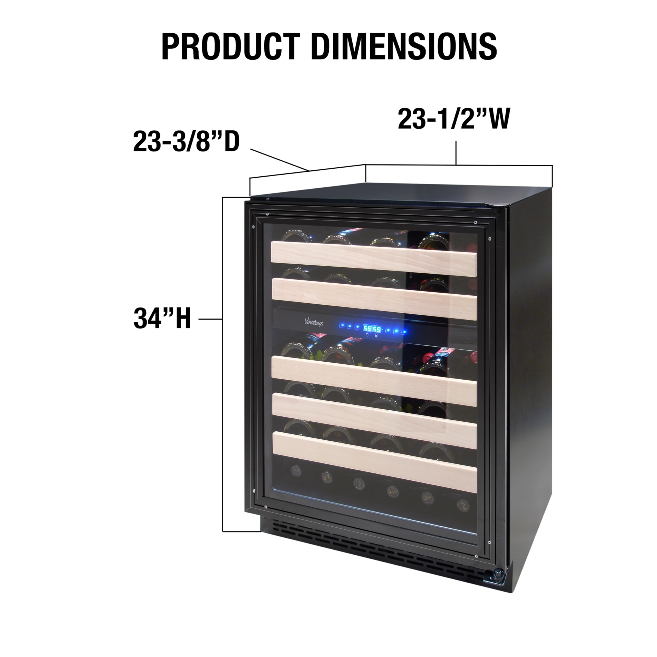 Vinotemp VT-24PR46 Private Reserve Series Panel Ready Dual-Zone Wine Cooler, Black on Fridge.com