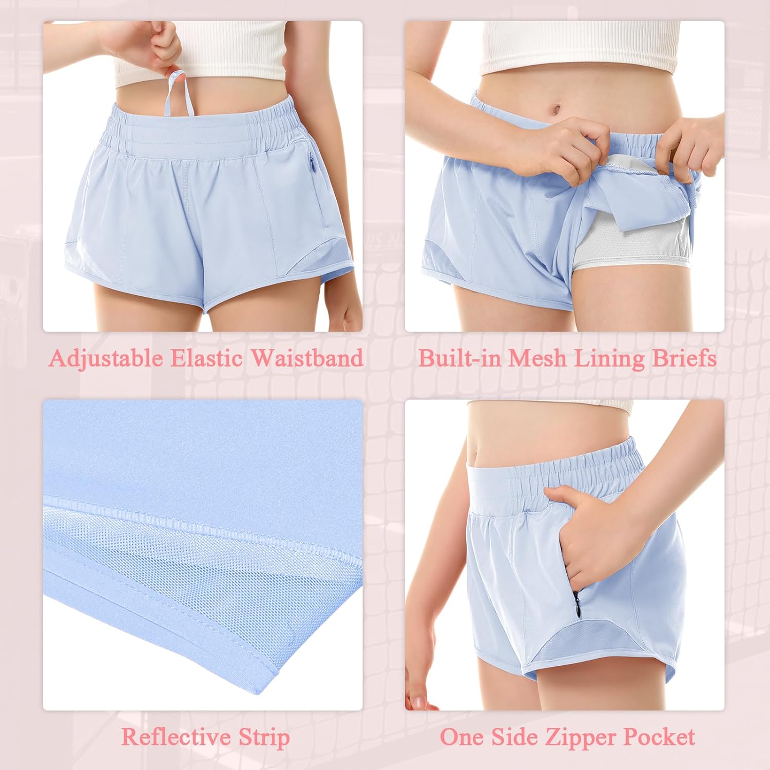 DOCUMO Girls Athletic Shorts with Liner Lightweight Running Shorts for Teen Girls Kids Quick Dry Sports Active Short - Image 3