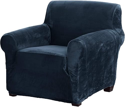 Great Bay Home Funda para silla de brazo de sarga estampada. Funda de una pieza elástica y sin tirantes para sala de estar. Funda de la colección