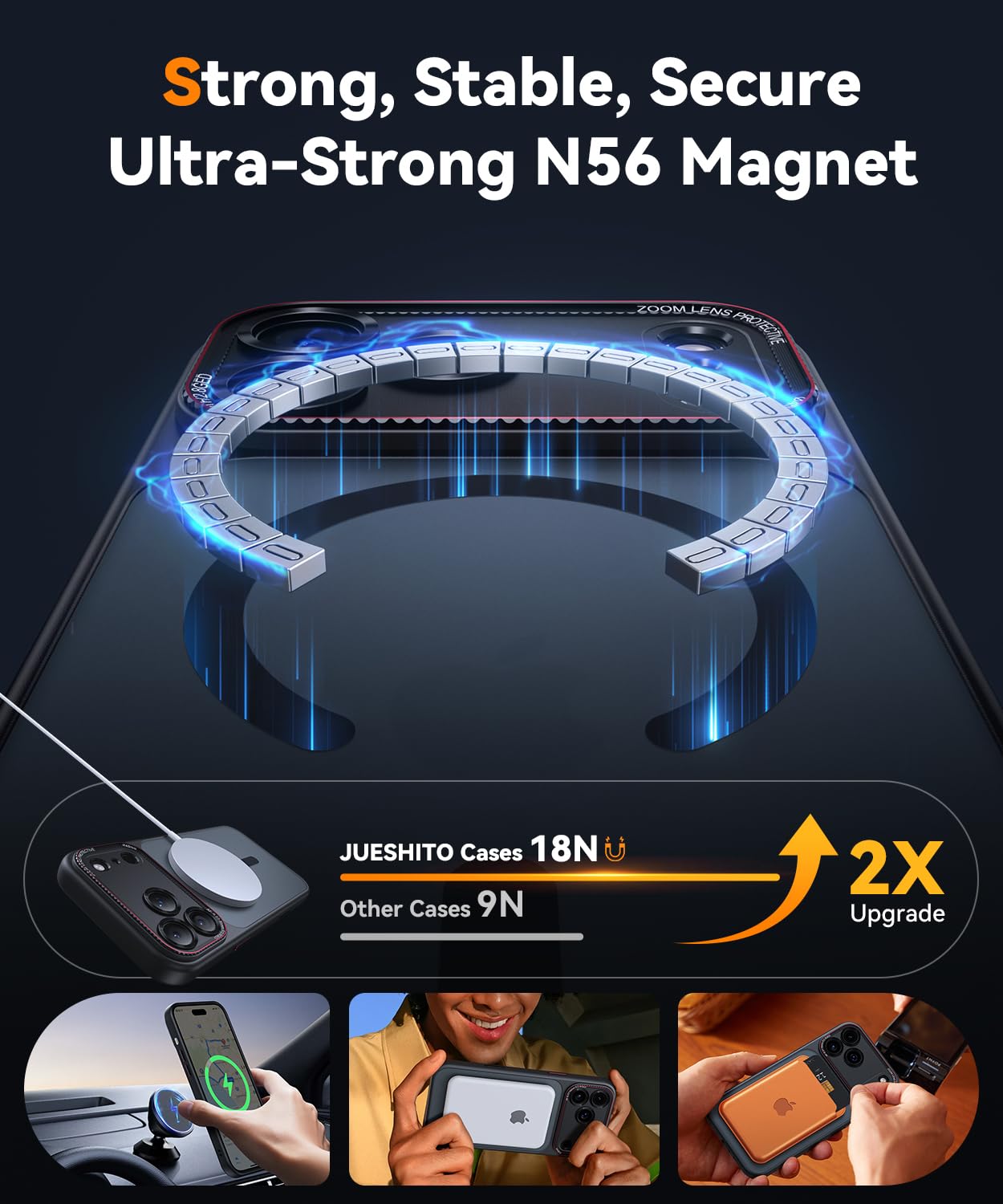 JUESHITUO Cover per iPhone 17 Pro Max Compatibile con MagSafe, [Protezione Lente e Pulsante della Fotocamera][Antigraffio, Antipolvere, Antiurto], Custodia Protettiva Traslucido Opaco - Nero