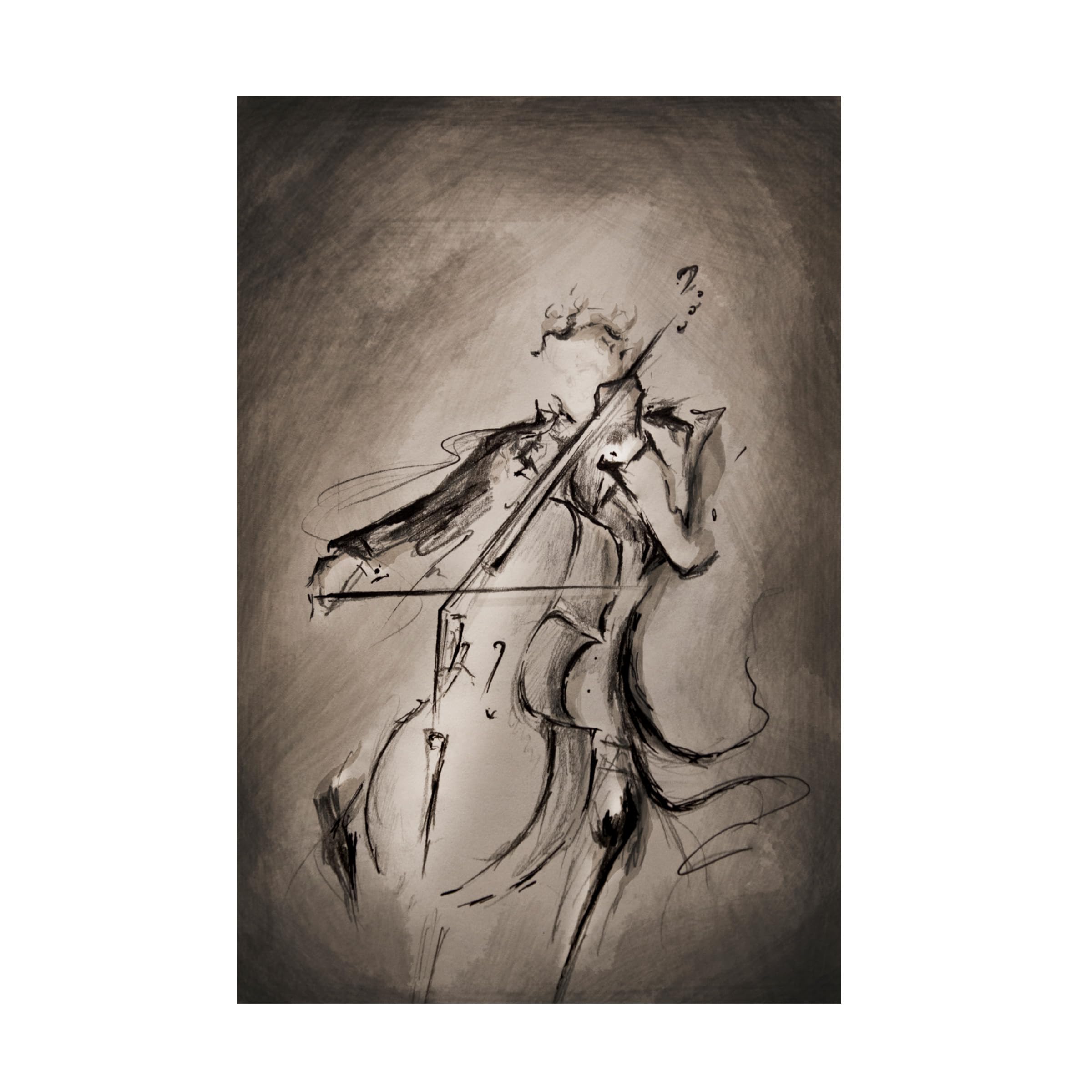 Trademark Fine Art Canvas Wall Art - Marc Allante The Cellist Wall Art for Living Room Bedroom or