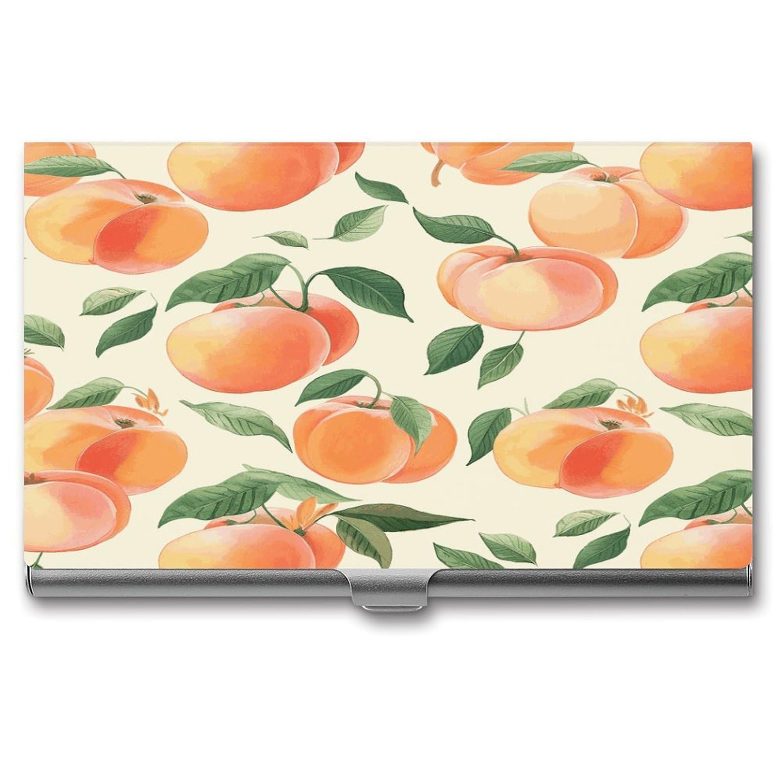 JTREHY Peach Business Card Case Convenient to Carry Business Card Dispenser Durable Not Prone to Wear And Tear Business Card Holder for Men & Women
