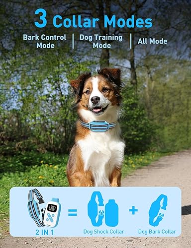 Miniatura 2 de Collar antiladridos y golpes 2 en 1 para perros, collar inteligente de entrenamiento para perros con 5 sensibilidades ajustables, collar automático
