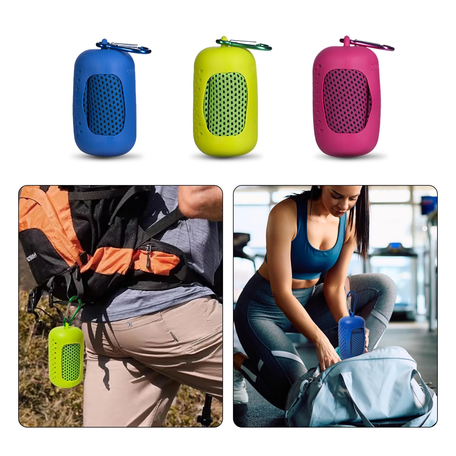 Asciugamani Di Raffreddamento, 3 Pezzi Asciugamano In Microfibra Con Manicotti In Silicone Portatili, Per Fitness, Yoga, Golf, Gli Sport All'Aperto (30 X 90 Cm, 3 Colori)