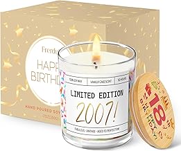 18th Birthday Gifts, 18th Birthday Gifts for Girls and Boys, Gifts for 18 Year Old Girls Boys, Unique Happy 18th Birthday Gift Candle with Sprinkles, Limited Edition 2007 - Vanilla Scent, 7oz