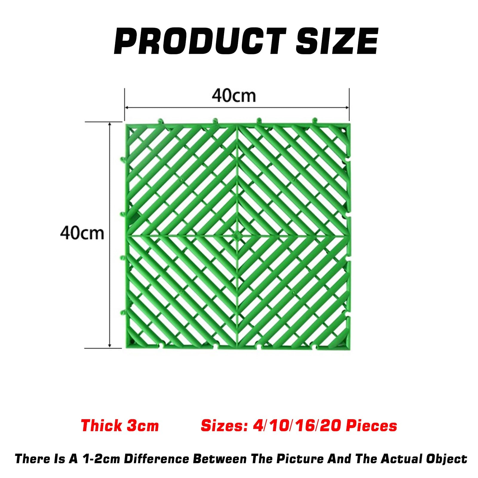 Losas de pavimento encajables, Baldosas Entrelazadas Modulares, Paquete Multicolor De 40x40x3cm, 4 A 20 Piezas for Drenaje(Green,20pieces)
