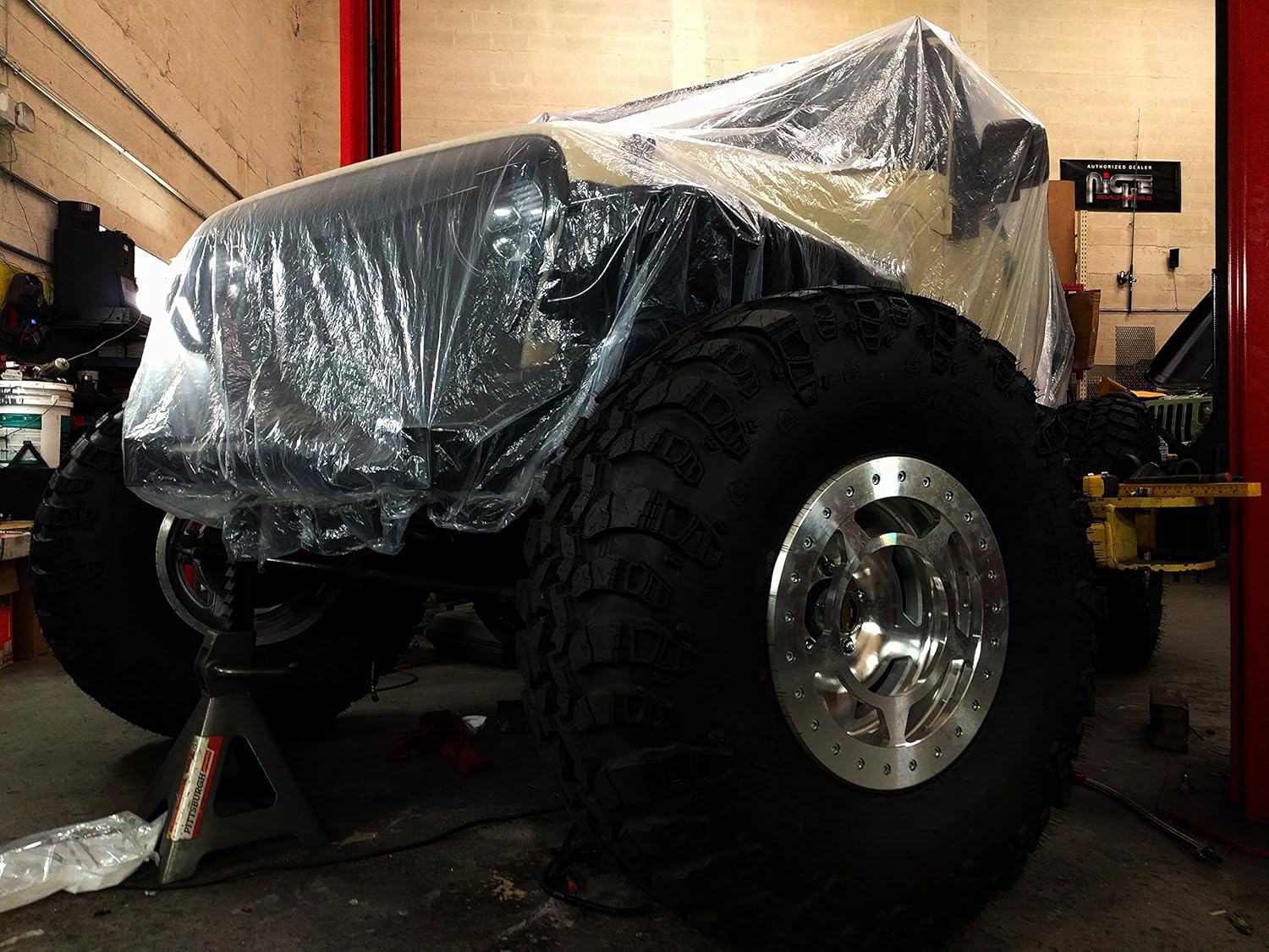 Universal Disposable Car Cover Waterproof Clear Plastic Indoor Garage Fits Sedan SUV Truck up to 12x22 Feet — view 4